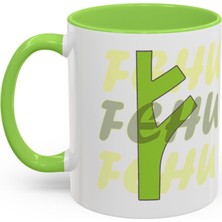 Rune Sembollü Bardak , Şans , Bereket Dilek Bardağı ,porselen Bardak, (Naz Koleksiyonu)