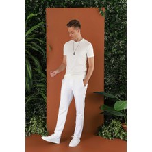 P 1116 Slim Fit Beyaz Spor Pantolon