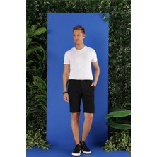 032 Slim Fit Siyah Bermuda