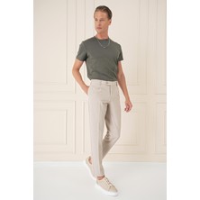 Efor Comfort Fit Gofre Kumaş Pileli Pamuk Casual Bej Pantolon P 1148