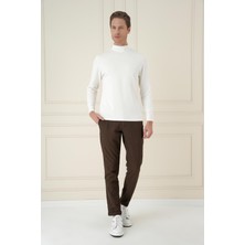 Efor Erkek Slim Fit Waffle Kumaş Esnek Pamuk Kahverengi Pantolon P 1168
