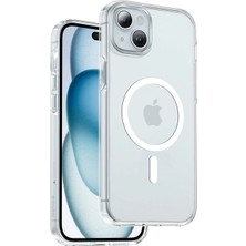 Fuchsia iPhone 15 Pro ile Uyumlu Manyetik Şarj Non-Yellow Şeffaf Kılıf