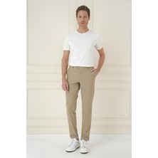 Efor Erkek Slim Fit Beli Lastikli Esnek Pamuklu Bej Pantolon P 1171