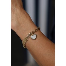 14 Ayar Altın Cetaş Eterna Kalp Charmlı Bileklik