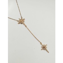 Çelik Y Kuzey Yıldızı Kolye Altın Rengi