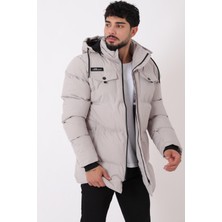 Göğüs Cepli Içi Kürklü Uzun Şişme Mont Pldp 2957_50456