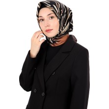 Bakır Zebra Desen Twill Ipek Eşarp