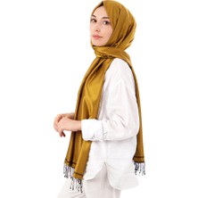 Hardal Siyah Çift Taraflı Ipek Şal