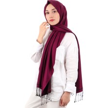 Mürdüm Siyah Çift Taraflı Ipek Şal