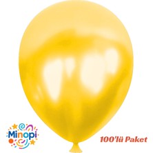 Sarı Balon Desensiz Renkli Balon Metalik Balon Normal Ebat 100'LÜ Paket