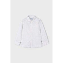 Erkek Çocuk Mikro Desenli Uzun Kollu Gömlek - Beyaz