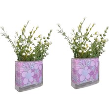 2 Adet Vazo Dahil,vazoda Çiçek,beyaz Yapay Çiçek,vazo Dekoratif Pembe Çiçekli  10X15X3CM
