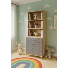 Arion Kids Ege MDF Çekmeceli Şifonyer ve Kitaplık Set | REHAU Kaplama Çekmece Yüzeyleri | Ağaç Ayaklar