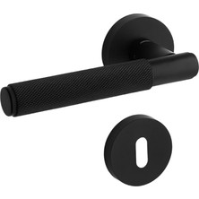 Mat Siyah Tırtıllı Wc Banyo Tipi Kapı Kolu Rozetli Sağ Sol Uygun Modern Iç Kapı Kilitli 1 Takım