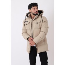 Göğüs Cepli Içi Kürklü Uzun Şişme Mont Pldp 2957_50456
