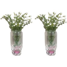 2 Adet Vazo Dahil,vazoda Çiçek,beyaz Yapay Çiçek,vazo Dekoratif Kristal Damlalı 6X6X19CM