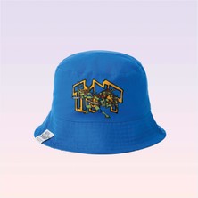 Nickelodeon Genç Mutant Ninja Kaplumbağalar Mavi Beyaz Unisex Çift Yönlü Bucket Çocuk Şapkası