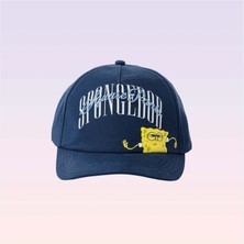 Nickelodeon Sünger Bob Kare Pantolon Yazılı ve Figürlü Lacivert Erkek Çocuk Şapkası