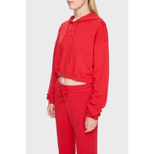 Les Benjamins Pamuklu Crop Fit Kapüşonlu Sweat Bayan Sweat LB24FWESSFUHD