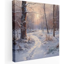 Popcas Kış Masalı Duvar Sanatı - Kış Duvar Dekorasyonu Karlı Orman