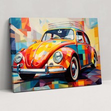 Popcas Soyut Volkswagen Beetle Kanvas Tablo - Volkswagen Beetle Kanvas Tablo Duvar Süsleme Enerji