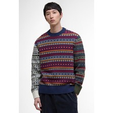 Barbour Patchwork Fair Isle Crew Neck Kazak NY31 Navy Mix