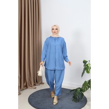 Gizli Düğmeli Pantolonlu Takım