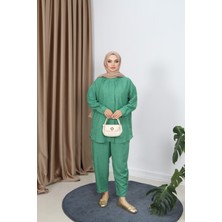 Gizli Düğmeli Pantolonlu Takım