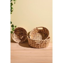 Cliento 3'lü Hasır Yuvarlak Kulplu Organizer Set