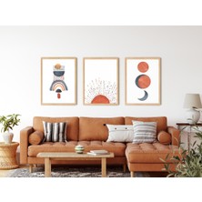 Ahşap Çerçeveli 3 Lü Soyut Tablo Home Ev Salon Oturma Odası Yatak Odası Balkon Dekor QMRC45