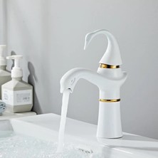 Banyo Lavabo Bataryası Kuğu Model Beyaz / Gold Renk Yeni Ürün Ithal 7 Yıl Garantili Ithal