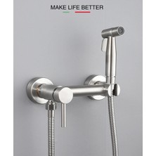 Banyo Tuvalet Bide Basınçlı Püskürtücü Taharet Musluğu Çift Su Girişli Nikel Ithal 7 Yıl Garantili