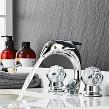 Banyo Lavabo Küvet Jakuzi Bataryası Ankastre Krom Renk Taşlı Kuğu Model Şelale 7 Yıl Garantili