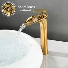 Banyo Çanak Lavabo Bataryası Altın Dore Gold Renk Yeni Şelale Model 7 Yıl Garantili Ithal