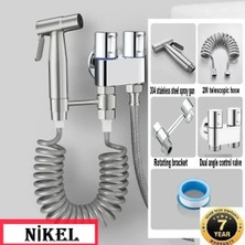 Banyo Bide Basınçlı Püskürtücü Taharet Musluğu Klozet Hortumu Nikel Renk Ithal 7 Yıl Garantili