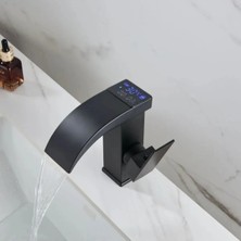 Akıllı Dijital Sıcaklık LED Ekran Banyo Lavabo Bataryası Ithal Mat Siyah 7 Yıl Garantili