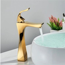 Banyo Çanak Lavabo Bataryası Altın Dore Gold Renk Yeni Kıvrımlı Model 7 Yıl Garantili Ithal