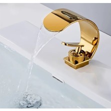 Banyo Lavabo Bataryası Gold Altın Dore Renk Şelale 7 Yıl Garantili Ithal Yeni Oval Tasarım.
