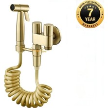Banyo Tuvalet Taharet Musluğu Spiralli Bide Özel Temizlik 7 Yıl Garantili Mat Gold
