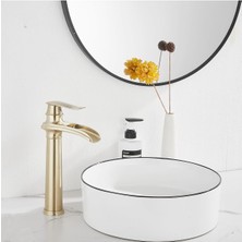 Banyo Çanak Lavabo Bataryası Mat Gold Renk Yeni Tasarım 7 Yıl Garantili Ithal