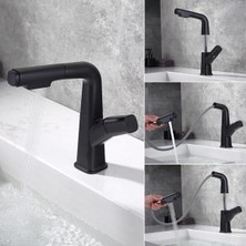 Banyo Lavabo Bataryası Asansörlü Yeni Sistem Mat Siyah Spiralli ve Fiskiyeli 7 Yıl Garantili Ithal