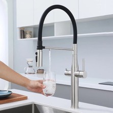 Mutfak Evye Bataryası Dual Flow Su Arıtma Çıkışlı Spiralli ve Fiskiyeli 7 Yıl Garanti Ithal Nikel