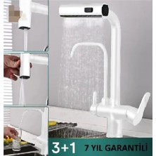 Mutfak Eviye Bataryası Arıtma Çıkışlı Duş Şelale 4 Fonksiyonlu Spiralli Ithal 7yıl Garanti Beyaz