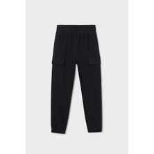 Kız Çocuk Kargo Cepli Jogger Pantolon - Siyah