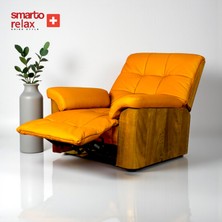 Smarto Relax TV Koltuğu Berlin Elektrikli Kontrol Panelli Sırt Dayanağı Kontrol Panelli Ergonomik Kırmızı Deri Dekoratif Baba Koltuğu