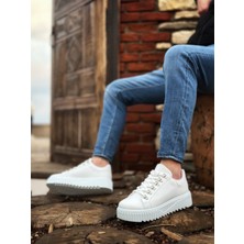 ET0505 Çengel Bağcıklı Beyaz Renk Yüksek Tabanlı Günlük Ayakkabı