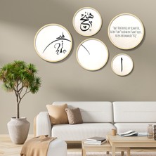 Yuvarlak Ahşap Çerçeveli Minimalist "hiç" Teması Tablo Seti