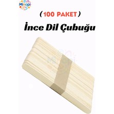 100 Paket Natural Ince Dil Çubuğu Paketi 50'li Abeslang Tahta Dil Çubuğu - Ağda Spatulası