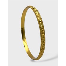 Çelik 22 Ayar Altın Kaplama Desenli Kalın Ajda Bilezik - 1 Adet