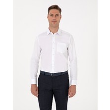 Pierre Cardin Erkek Beyaz %100 Pamuk Parlak Saten Regular Fit Uzun Kollu Basic Gömlek 50313177-VR013